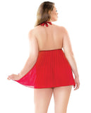 Curve Valerie Pleated Babydoll & G-string Red 1x-2x