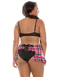 Curve Preppy In Pink Schoolgirl Set Black-pink 1x-2x