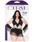 Curve Sassy In The Saddle Collared Top, Skirt, Cuffs, Skirt & Panty Black-white 1x-2x