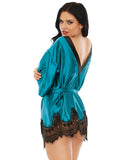 Holiday-valentines Baby Its Cold Outside Satin Robe W-panty Blue-black M-l