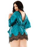 Holiday-valentines Baby Its Cold Outside Satin Robe W-panty Blue-black 3x-4x