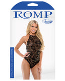 Romp Gemma High Neck Playsuit W-tie Neck & Snap Closure Black L-xl