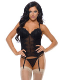 Tease Lauren Contour Cup Bustier W-detachable Garters & G-string Black L-xl