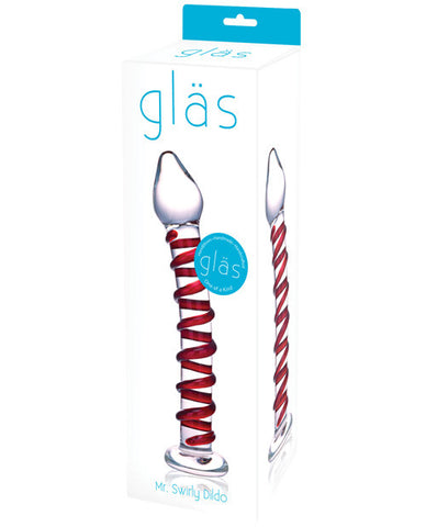 Glas Mr Swirly 8" Dildo - Clear W- Red