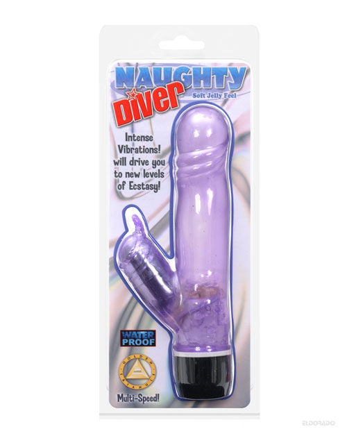 Naughty Diver Waterproof Corded Jelly Vibe - Lavender