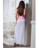 Strappy Mesh Gown W-overlay Lace & Thong Diva Pink O-s