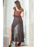 Flirty Front Open Gown W-thong Ruby O-s