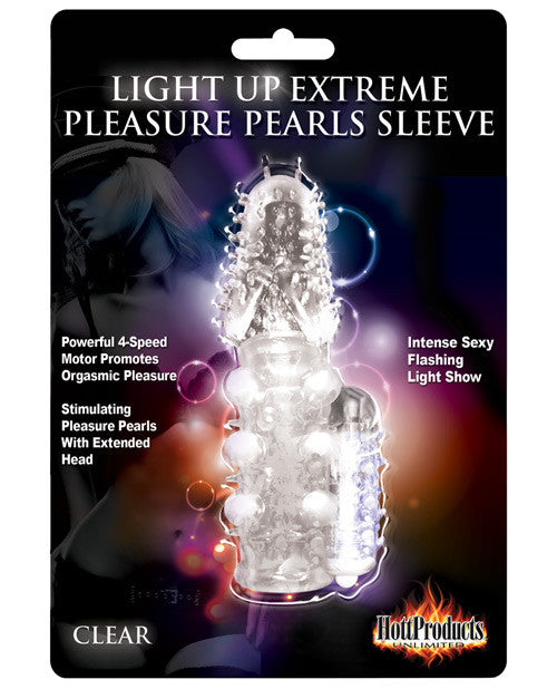 Wet Dreams Pleasure Pearl Light Up Vibrating Sleeve - Clear