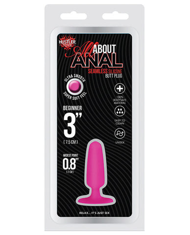 Hustler Toys All About Anal 3" Seamless Silicone Butt Plug - Hot Pink