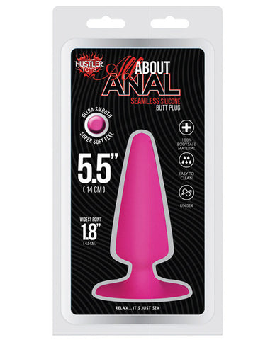 Hustler Toys All About Anal 5.5" Seamless Silicone Butt Plug - Hot Pink