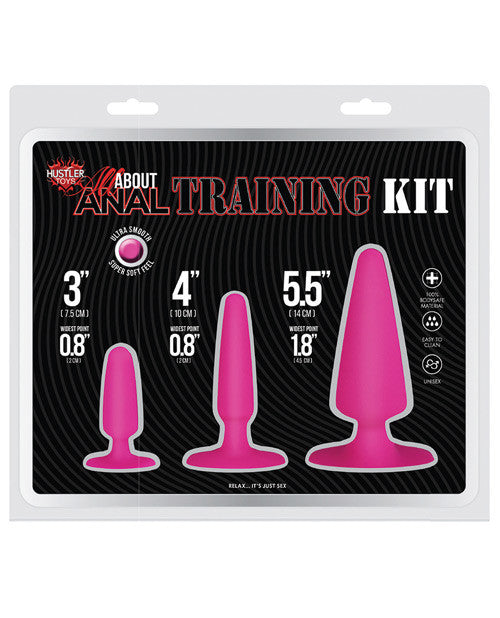 Hustler Toys All About Anal Seamless Silicone Anal Training Kit - Hot Pink