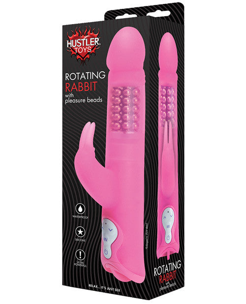 Hustler Toys Rotating Rabbit W-pleasure Beads - Pink