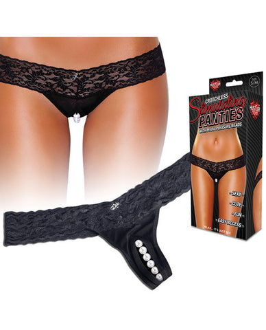 Hustler Stimulating Panties W-pearl Pleasure Beads Black M-l