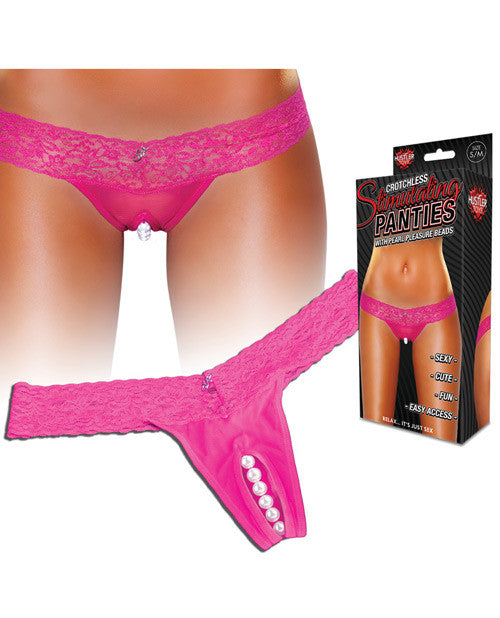 Hustler Stimulating Panties W-pearl Pleasure Beads Hot Pink M-l