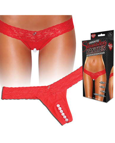 Hustler Stimulating Panties W-pearl Pleasure Beads Red M-l