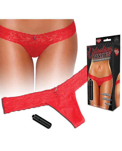 Hustler Vibrating Panties W-hidden Vibe Pocket & Bullet Red M-l