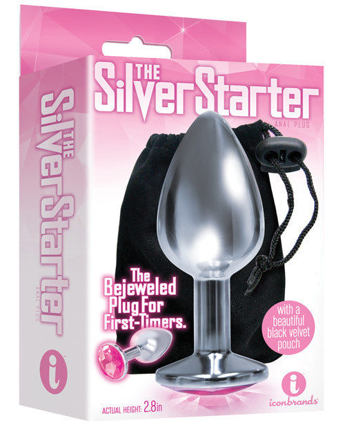 The 9's The Silver Starter Bejeweled Stainless Steel Plug W-pink Jewel