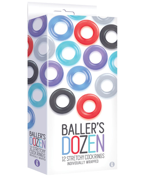 The 9's Baller's Dozen 12pc Cockring Set - Asst. Colors