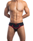 Jack Adams Bodyflex Mesh Army Fly Jock Brief W-roomy Front Pouch Black-red Md