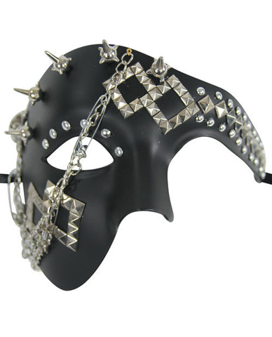 Kayso Half Mask W-studs, Spikes & Chains - Black