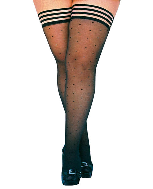 Kix'ies Ally Polka Dot Thigh High Black D