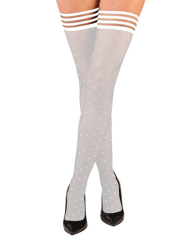 Kix'ies Brooke Leanne Polka Dot Thigh High White A