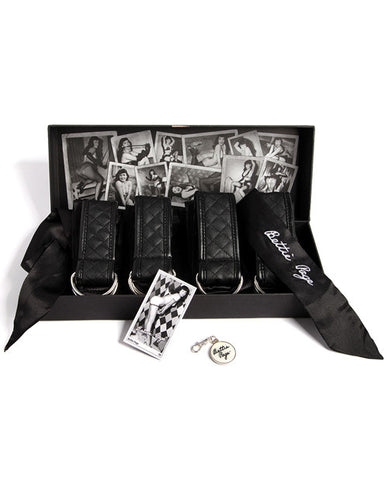 Bettie Page Sweet On Satin Restraints Set - Black