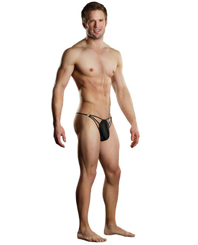 Male Power G-string W-straps & Rings Black S-m