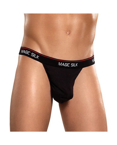 100% Silk Micro Thong Black Lg