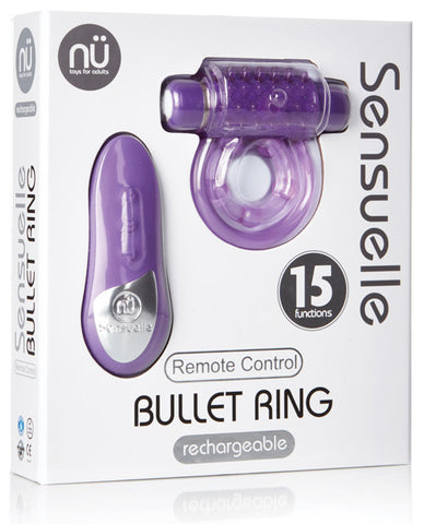 Sensuelle Remote Control Rechageable Bullet Ring - Purple