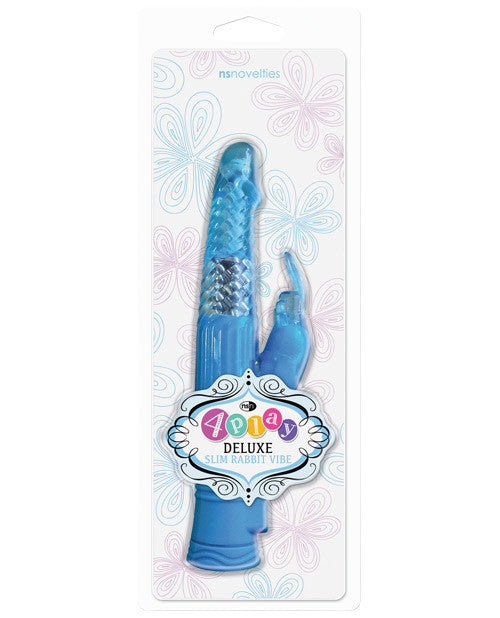 Ns Novelties 4play Deluxe Slim Rabbit Vibe - Blue