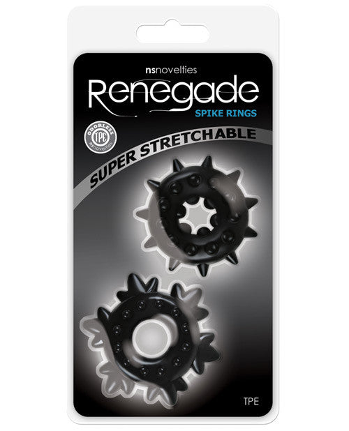 Ns Novelties Renegade Spike Rings - Black Pack Of 2