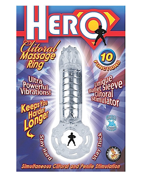 Hero Clitoral Massage Ring Cock Ring - Clear