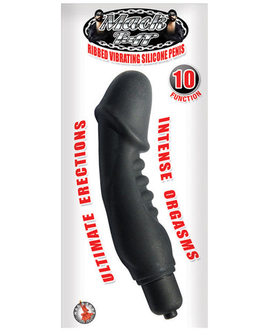 Mack Tuff Ribbed Vibrating Silicone Penis - Black