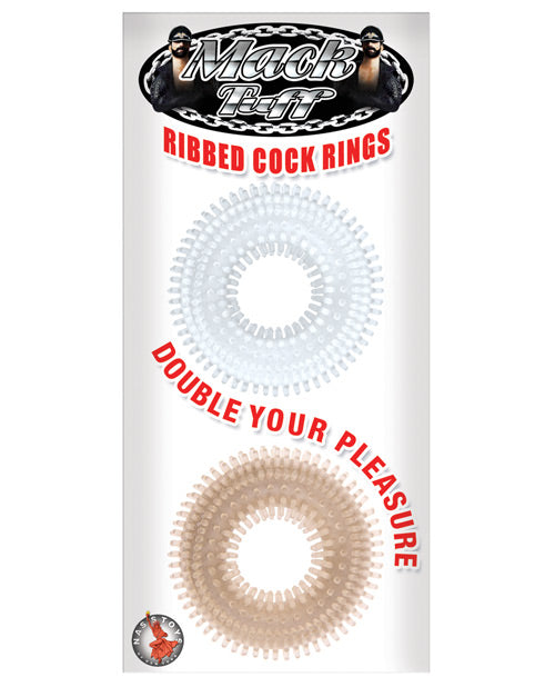 Mack Tuff Ribbed Cock Rings - Clear-smoke Pack Of 2