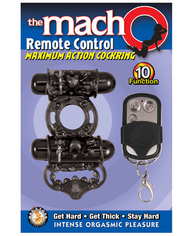 Macho Remote Control Maximum Action Cockring - Black