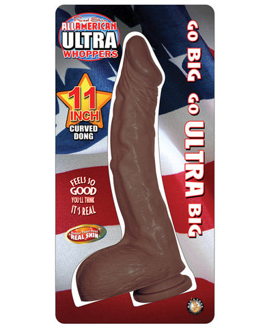 All American Ultra Whoopers 11" Curved Dong - Brown