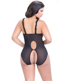 Lace Open Cup & Crotchless Teddy Black Qn