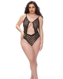 Zigzag Woven Mesh Teddy W-front Keyhole & Open Back Black Qn