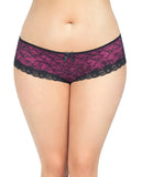 Cage Back Lace Panty Black-hot Pink 1x-2x