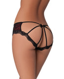 Cage Back Lace Panty Black-red S-m