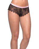 Open Back Eyelash Lace W-satin Tie Black-light Pink L-xl