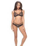 Lace Triangle Top Bra & Strappy Panty Black Lg