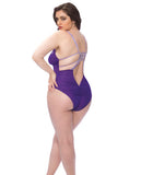 Mesh Plunge Teddy W-applique Detail Grape-lilac 1x