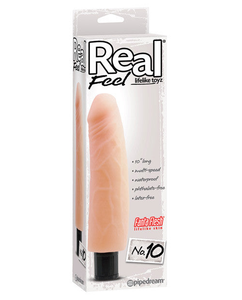 Real Feel No. 10  Long 10" Waterproof Vibe - Flesh Multi Speed