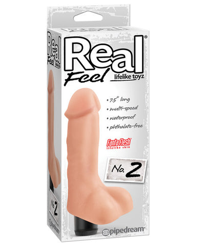 Real Feel No.2 Long 7.5" Waterproof Vibe - Flesh Multi Speed