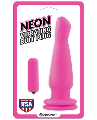 Neon Vibrating Butt Plug - Pink