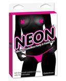 Neon Vibrating Crotchless Panties & Pastie - Pink