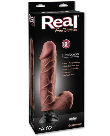 Real Feel Deluxe No. 10  10" Waterproof Vibe - Brown