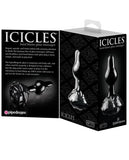 Icicles No. 77 Hand Blown Glass Rose Butt Plug - Black